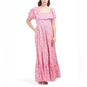 chinese dress ladies Ella Jacquard Maxi Dress in Pink/Green